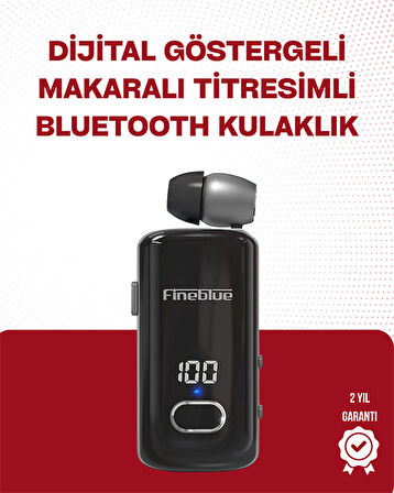 Fineblue F580 Bluetooth Kulaklık – Klipsli, Dijital Göstergeli, Su Geçirmez, 12 Saat Pil Ömürlü