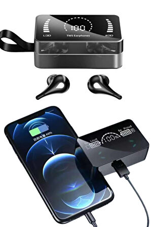 TWS Bluetooth Kulaklık Kablosuz Uzun Pil Ömrü Dijital Göstergeli Powerbank
