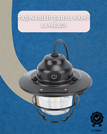 Dış Mekan İçin Şık LED Fener – 4400mAh Pil, IPX4 Su Geçirmez, Asılabilir