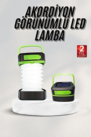 Katlanabilir Kamp Lambası Akordiyon Lamba Şarjlı 3 Kademeli Solar