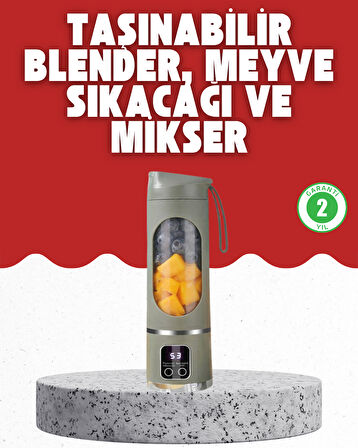 Tip-C Şarjlı 12 Bıçaklı Blender – Taşınabilir Şarjlı Meyve Sıkacağı