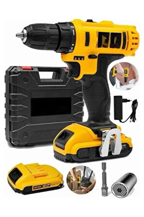 Metal Şanzıman Çift Akülü Bakır Sargı 24 Parça Led Aydınlatmalı Matkap Seti