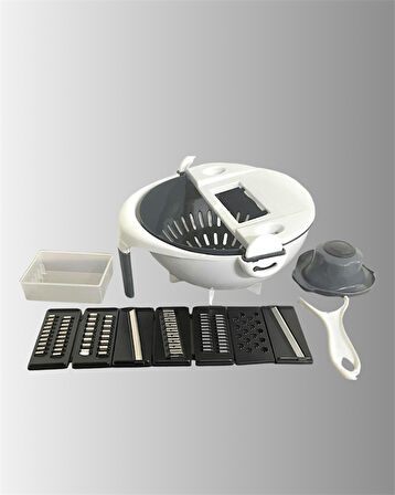 Süzgeçli Çok Fonksiyonlu Döner Rende ve Doğrayıcı