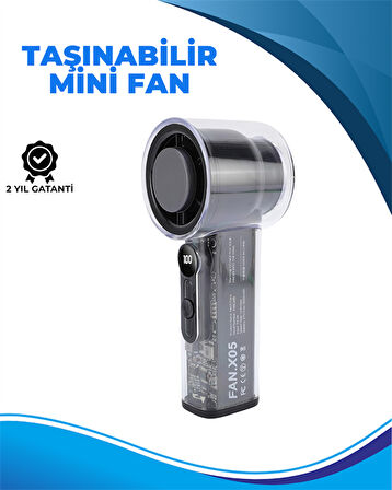 Taşınabilir El Fanı  100 Seviyeli Rüzgar Hızı Ayarı  Sessiz Çalışma - Dijital Ekranlı