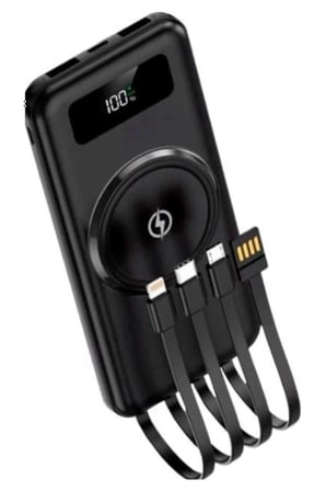 Kablosuz Çoklu Şarj Girişli 10.000 Mah Kablolu Powerbank Taşınabilir