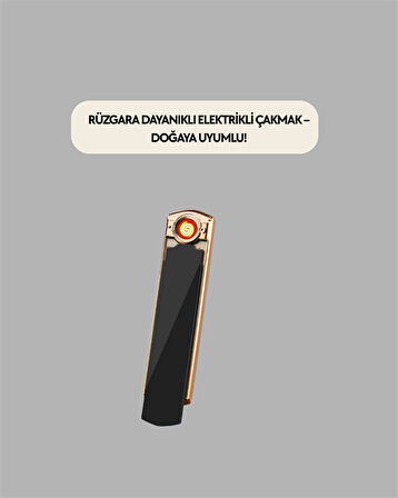 Plazma Ark Teknolojili Elektrikli Çakmak – Dokunmatik, LED Göstergeli, Şarj Edilebilir