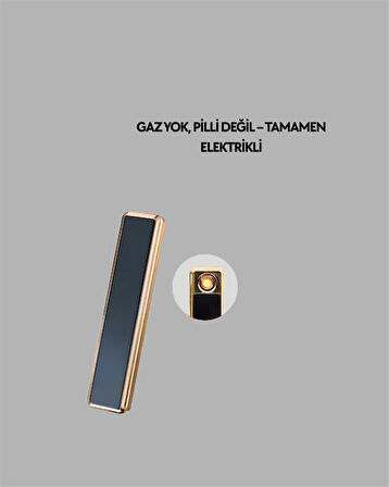 Plazma Ark Teknolojili Elektrikli Çakmak – Dokunmatik, LED Göstergeli, Şarj Edilebilir