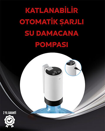 Damacana Üstü Akıllı Su Pompası | 3 Damacana Kullanım | 4W Güç | Micro USB Şarjlı | Katlanabilir & Taşınabilir