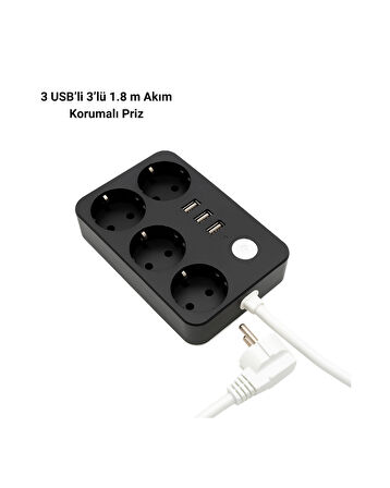 4’lü Priz U314 2 metre kablo