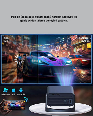 WiFi 6 ve Bluetooth 5 Bağlantılı Taşınabilir Projeksiyon Makinesi