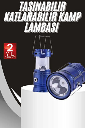 Kamp Lambası Solar Şarjlı Kızaklı Kamp Feneri Led Lamba Işıldak