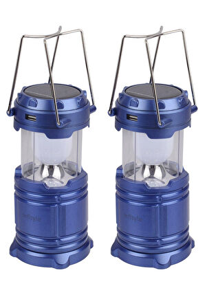 Kamp Lambası Solar Şarjlı Kızaklı Kamp Feneri Led Lamba Işıldak