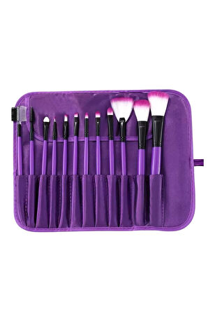 12 Parça Makyaj Fırça Seti Profesyonel Fondöten Allık Far Kontür Fırçası