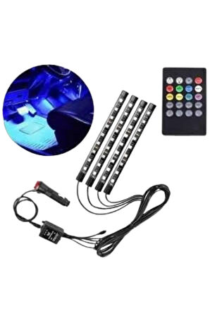 12 Ledli RGB Işıklı Araç Içi Ayak Altı Led Oto Ampul Kumandalı 7 Renk