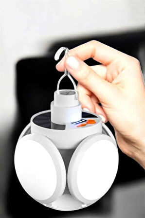 Kamp Lambası Işıldak Beyaz Işık Güneş Enerjili Solar Aydınlatma 5 Kanatlı Katlanabilir