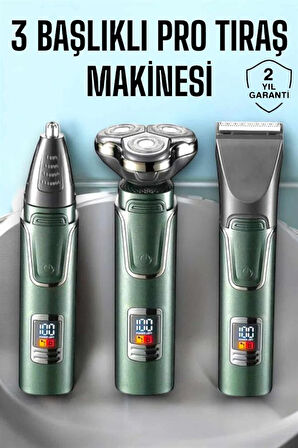 3 Başlıklı Profesyonel Saç ve Sakal Bakım Seti Vücut, Burun ve Kulak Tüy Alma