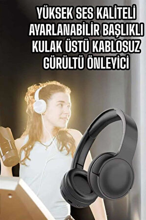 Kulak Üstü Kablosuz Bluetooth Kulaklık Gürültü Önleyici Uzun Şarj Süreli
