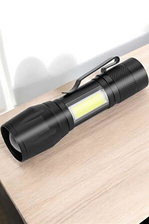 El Feneri Led USB Şarjlı Zoom Mini Led Işık Acil Durum Feneri