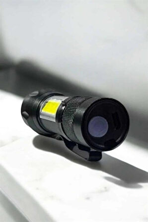 Şarjlı Metal Zoomlu El Feneri Işıldak Led Işık Taşınabilir El Lambası