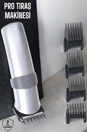 4 Taraklı Profesyonel Şarjlı Saç ve Sakal Kesme Tıraş Makinesi Seti