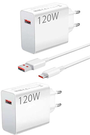 120 Watt Turbo Hızlı Şarj Aleti Seti Hızlı Şarj Adaptörü Beyaz