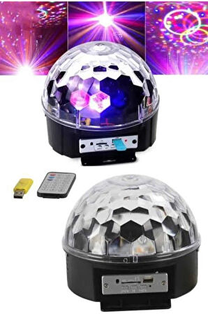 Led Işık Disko Topu Bluetooth Hoparlörlü USB Müzik Çalar Kumandalı