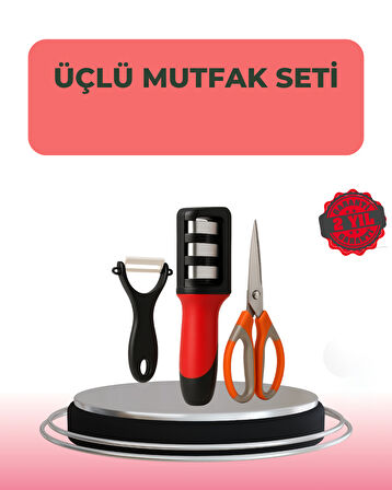 3 Parçalı Çok Fonksiyonlu Mutfak Makas Seti – Paslanmaz Çelik, Ergonomik Tasarım