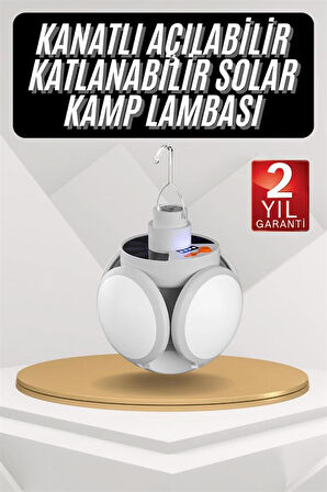 Kamp Lambası Güneş Enerjili Solar 5 Kanatlı Katlanır Lamba Karavan