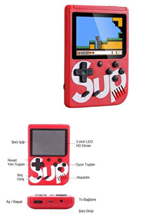 Çocuklara Özel Taşınabilir Sup El Atarisi 400 Oyunlu Nostaljik Oyun Konsolu