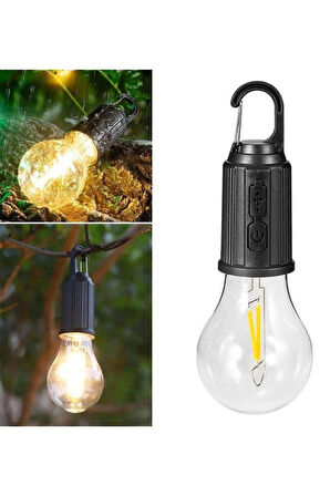 Şarjlı Aydınlatma Ampul Tasarımlı Ambians Işık Askılı Kamp Lambası