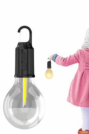 Şarjlı Aydınlatma Ampul Tasarımlı Ambians Işık Askılı Kamp Lambası