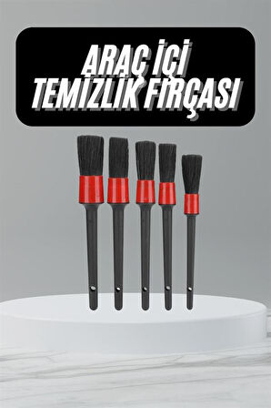 5 Adet Oto Detaylı Temizleyici Araç İçi Temizlik Fırça Seti Koltuk Döşeme Kapı Toz Alma Fırçası