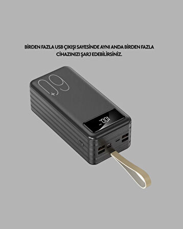Tüm Cihazlarla Uyumlu LED Fenerli 4 Çıkışlı Powerbank
