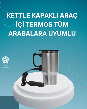 Seyahat Tipi Araç Çakmaklı Isıtıcı Çelik Termos Bardak
