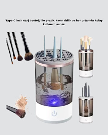 USB Şarjlı Kompakt Makyaj Fırçası Temizleme Makinesi