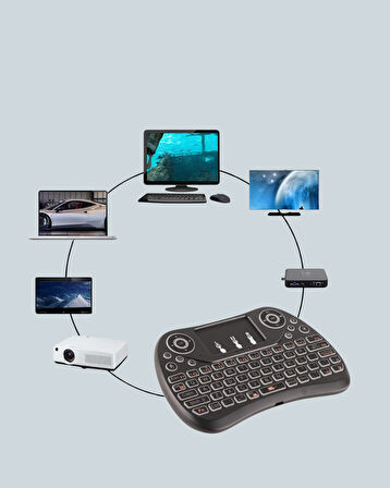 Işıklı Kablosuz Mini Klavye – 2.4 GHz, Dokunmatik Mouse Özellikli
