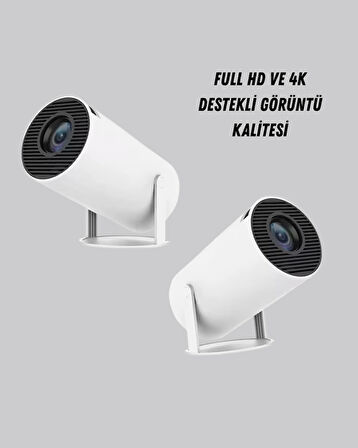 4K Destekli Full HD Projeksiyon Cihazı – 130 inç Geniş Ekran, WiFi ve HDMI Bağlantılı