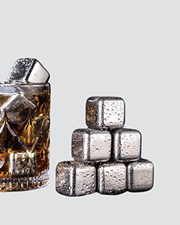 Paslanmaz Metal Buz Küpleri Seti Klipsli Sulandırmadan Soğutma Özellikli