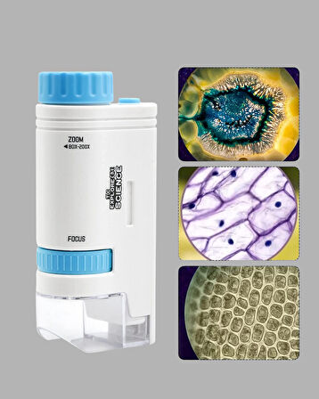 LED Işıklı Mikroskop 80X–200X Zoom Eğitici Bilim Seti ve Taşınabilir