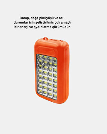 Solar Powerbank 10000 mAh LED Kamp Lambalı Taşınabilir Şarj Cihazı