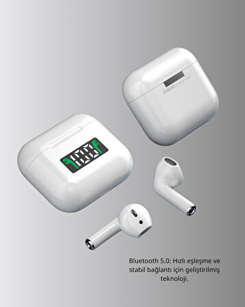 Kablosuz TWS Bluetooth 5.0 Kulaklık – Dokunmatik Kontrol, LED Göstergeli