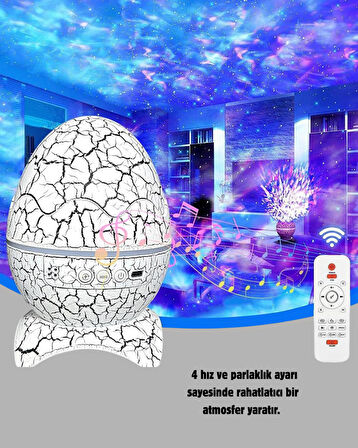Yıldızlı Gökyüzü Dinozor Yumurta Projektör –  Ayarlanabilir Parlaklık ve Hız