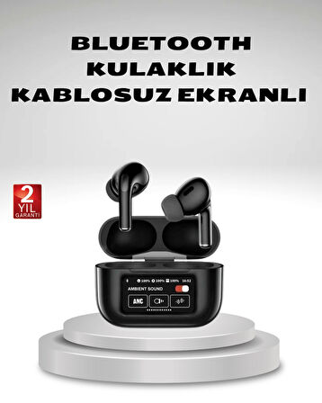 Aktif Gürültü Engelleme (ANC) Kablosuz Bluetooth Kulaklık – Dijital Ekranlı, Dokunmatik ve Uzun Pil Ömürlü