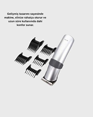 Kablosuz Profesyonel Tıraş Makinesi – Şarjlı, 60 Dakika Kullanım Süreli, Çelik Bıçaklı, Sessiz Motor