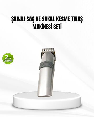 Şarjlı Saç ve Sakal Kesme Makinesi – Paslanmaz Çelik Bıçak, Ayarlanabilir Başlık