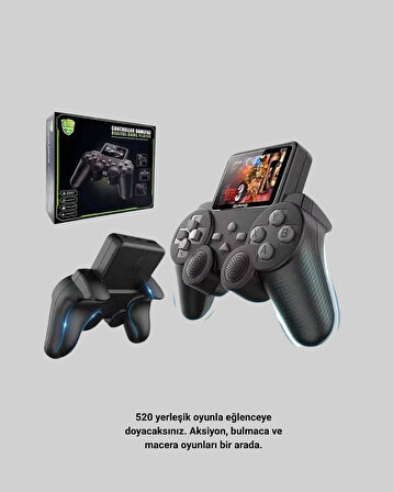 500 Oyunlu Nostaljik El Tipi Oyun Konsolu, Taşınabilir Şarjlı Cihaz, Renkli Ekran ve TV Destekli