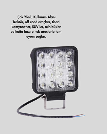 16 LED Geniş Açılı Araç Aydınlatma Farı | Yüksek Parlaklık, Dayanıklı Gövde