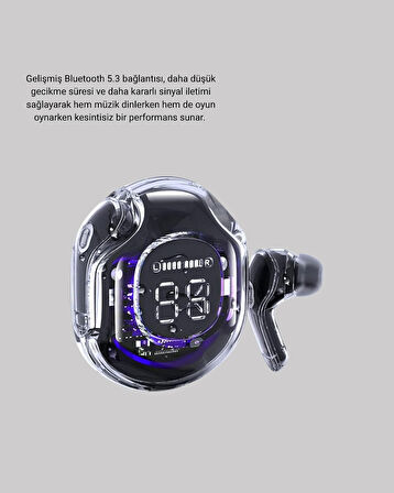 Bluetooth 5.3 Kablosuz Kulaklık HiFi Stereo ve Ekstra Bass Dijital Ekranlı