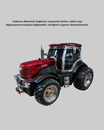 Bluetooth Nostaljik Traktör Hoparlör LED Işıklı 12W Güçlü Ses
