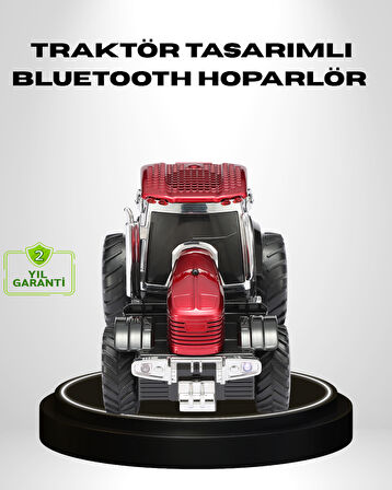 Retro Traktör Tasarımlı Kablosuz Hoparlör USB TF AUX FM Destekli